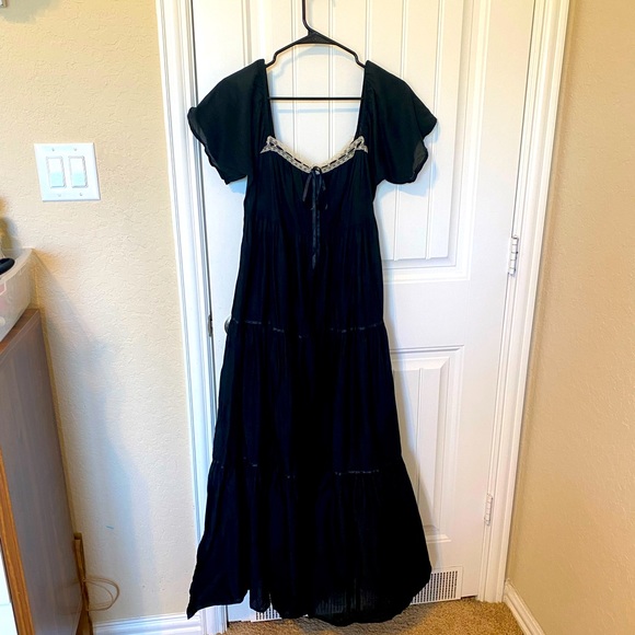Victoria's Secret Dresses & Skirts - Victoria’s Secret Black tiered Maxi Dress with Lace Detail Size L